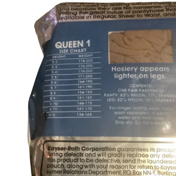 No Nonsense Light Support Pantyhose Queen 1 Tan Sandalfoot Control Top Lot of 2 - Picture 4 of 6